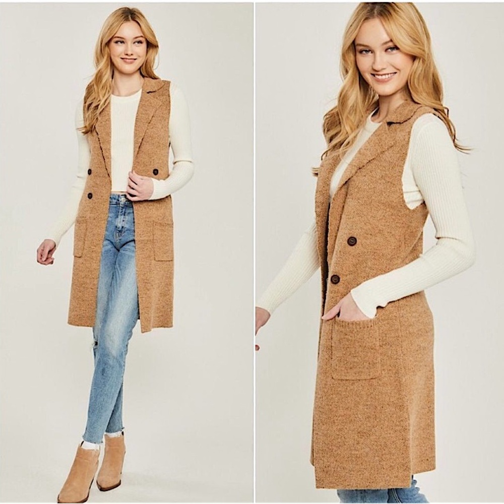 Classic Button Detail Split Hem Vest - Picture 6 of 6
